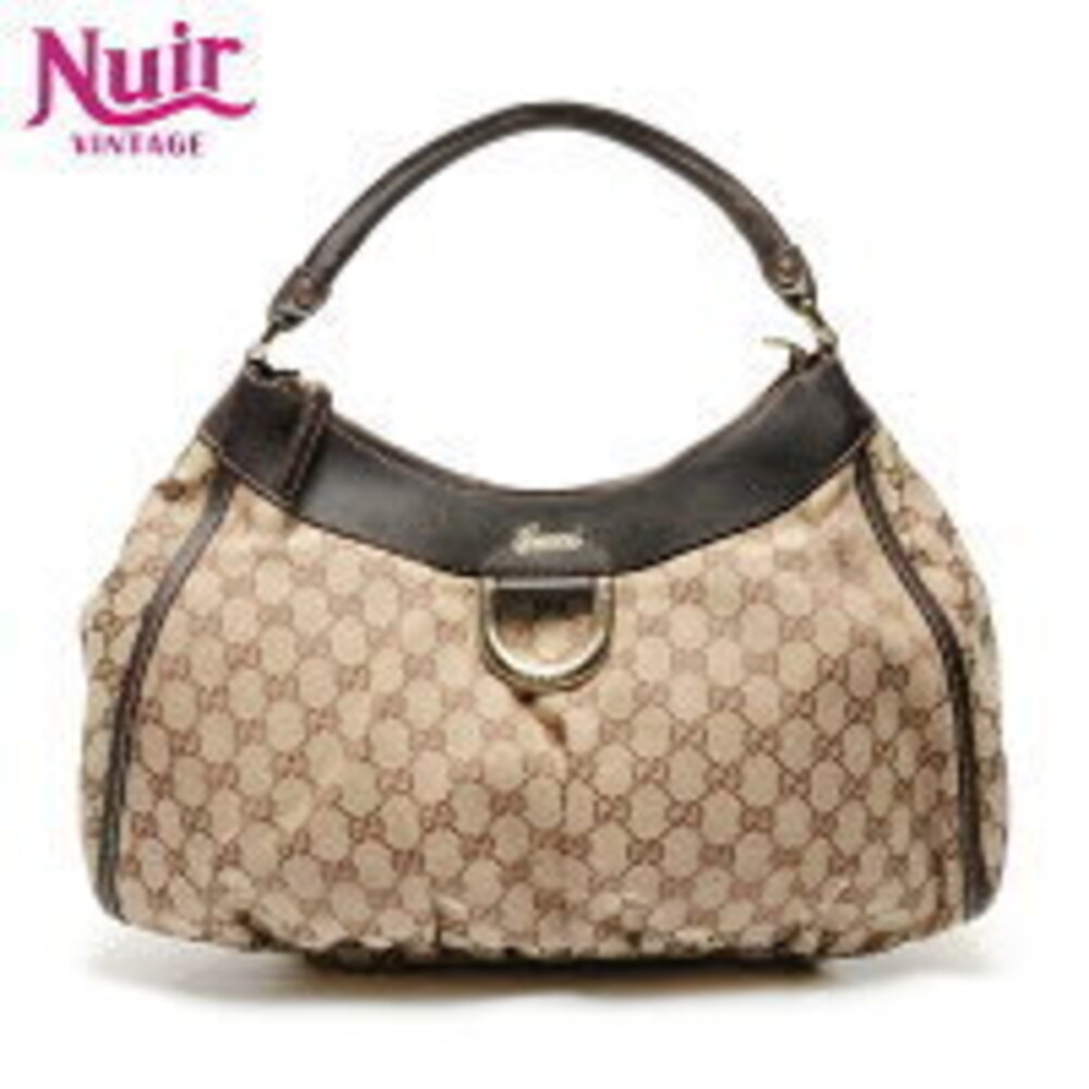 Gucci GG Canvas Abbey Hobo Shoulder Bag Brown